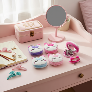 Llavero de peluche de unicornio de 12x10cm con espejo y soporte para monedas para mujeres y niñas - Product Image 3