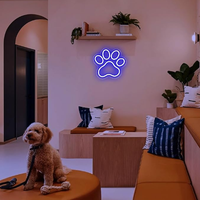 Enseigne néon LED dimmable Patte de Chien et Chat, motif empreinte de patte de chiot, pour décoration murale