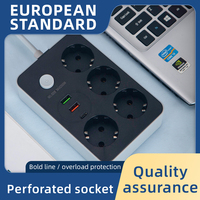 Multiprise EU multifonctionnelle avec interrupteur principal et prises de charge rapide QC3.0 PD