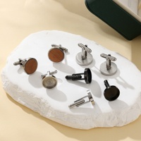 Yiwu Aceon Porte-cabochon DIY en acier inoxydable, base de porte-cabochon, plateau à lunette ronde pour boutons de manchette, bouton de manchette personnalisé en bois de santal