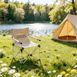 Chaise pliante portable personnalisée avec logo, pour l'extérieur, la pêche, la plage, le camping, avec accoudoirs et poche - Product Image 1