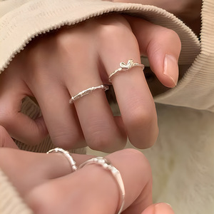 S925 <b>Silver</b> Heart <b>Ring</b> For Women Minimalist Daily Wear Fashion Jewelry Simple Elegant Design - Product Image 3