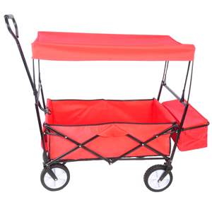 Carrito de Compras Db Garden de 200 kg, Carretilla Plegable de Cuatro Ruedas Roja para Uso en Exteriores con Plataforma de Malla - Product Image 3