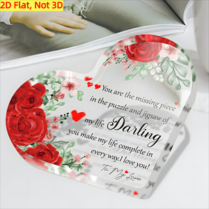 1 assiette décorative en acrylique en forme de cœur avec un message romantique que vous manquez - Product Image 1