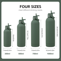Bouteille d'eau isotherme en acier inoxydable 18/8 de 750 ml, écologique, avec revêtement caoutchouté, finition mate, avec couvercle à paille, idéale pour le sport et les voyages