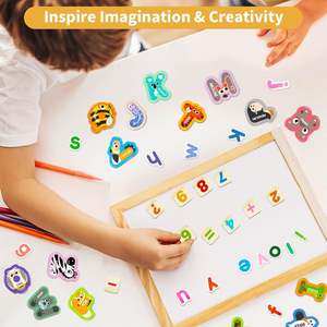 Aimants de réfrigérateur en papier Art Déco pour tout-petits, 26 lettres, adorables animaux, alphabet minuscule, chiffres 0-9, symboles mathématiques, imperméables - Product Image 6