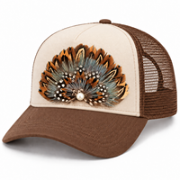 Accessoire de chapeau en plumes naturelles pour casquettes de camionneur, patch en plumes de cowboy western, décoration en éventail, vente en gros