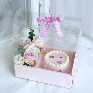 RM Luxury Clear Transparent Cake Box Pvc Flower Box Birthday Party Gift Box With Handle