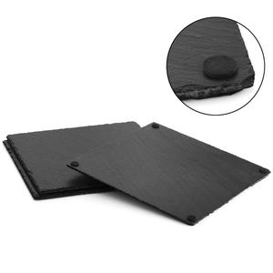 Planche à fromage et <span class=keywords><strong>plateau</strong></span> <span class=keywords><strong>en</strong></span> <span class=keywords><strong>ardoise</strong></span> rectangulaire à bord naturel de style classique de 20x15cm <span class=keywords><strong>avec</strong></span> tapis et tampons - Product Image 3