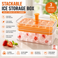 TOPIN SRP-D007 Moule à glaçons empilable 3 couches en silicone avec couvercle, déverrouillage à une pression, en PP de qualité alimentaire, options multicolores pour boissons