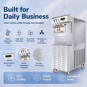 Machine à <span class=keywords><strong>glace</strong></span> molle double système avec pompe à air haute performance et maintien au frais de nuit, 58L/H, pour usage commercial - Product Image 3