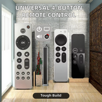 Remote Control Universal 3D 4-Tombol Kode Tetap untuk TV 4K/1-4 Gen & Android TV Box dengan Material ABS Baterai AAA