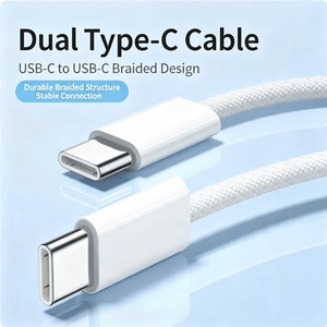 Cable USB-C a USB-C Trenzado de Carga Rápida, Cable de Datos de Nailon Tipo C a C para MacBook, <span class=keywords><strong>iPad</strong></span>, Samsung, Pixel, Logotipo Personalizado OEM/ODM - Product Image 2