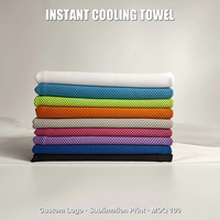 Serviette rafraîchissante portable en microfibre pour adulte, séchage rapide, effet froid instantané, couleur unie, pour le sport, avec impression par sublimation de logo personnalisé