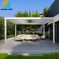 Pérgola de Aluminio para Exteriores con Techo de Láminas Eléctricas para un Espacio de Entretenimiento Moderno en el Patio Trasero