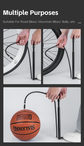 Mini pompe à pied <span class=keywords><strong>de</strong></span> vélo en aluminium portable pompe à main haute pression avec valves Presta et Schrader pour vélos - Product Image 6