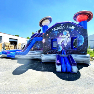 Structure gonflable pour enfants de qualité commerciale, combo galaxie gonflable avec toboggan aquatique - Product Image 1