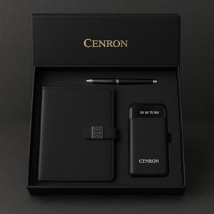 Coffret Cadeau d'Entreprise Classique : Agenda Rechargeable avec Couverture en Cuir, Stylo Métallique Imprimé UV, Power Bank à Affichage Intelligent, Logo Personnalisé en Dorure à Chaud - Product Image 1