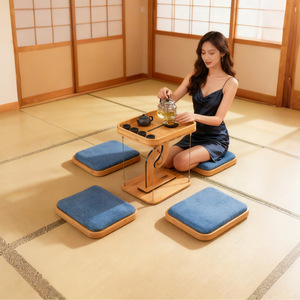 Bamboo Japanese Style Seat Cushion Soft Blue Fabric Non Slip Living Room Bedroom <b>Study</b> <b>Chair</b> Pad Set 3 4 Pieces - Product Image 2