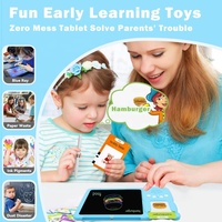 Tablette d'écriture numérique pour enfants Samtoy 2 en 1, personnalisable, 112 cartes, tableau de dessin, cartes flash parlantes, tablette d'écriture LCD en anglais