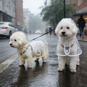 เสื้อกันฝนสำหรับสุนัขขนาดเล็กและขนาดกลาง เสื้อผ้าสัตว์เลี้ยงแบบใส สามารถติดสายจูงได้ อุปกรณ์เสริมสำหรับเดินเล่น ใช้ได้ทุกฤดู - Product Image 1