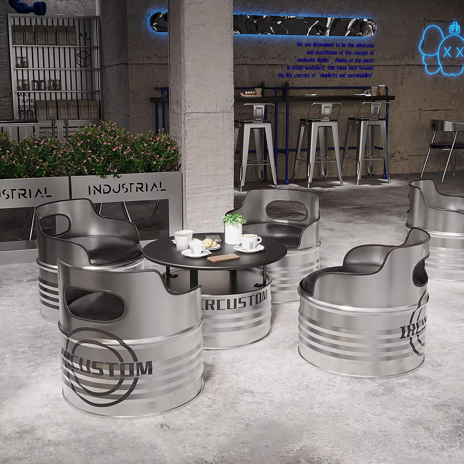 Industrial Vintage Coffee Barrel Oil Drum Furniture Table and