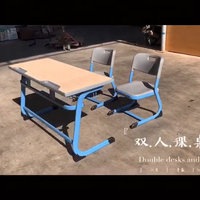Bureau et chaise d'école pour deux personnes, banc de classe, mobilier de salle de classe, table d'étude en bois pour enfants