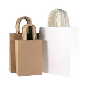Bolsa de Compras de Papel Kraft Blanca y Marrón KM con Asas Retorcidas e Impresión de Logotipo - Product Image 1