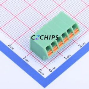 KF250NH-3.5-6P Spring Terminal Block Through hole Component (THT),P=3.5mm Connector 1x6P 3.5mm Green 6P - Product Image 1