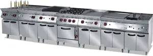 TARZAN Stainless Steel Standtop 6 Burner Gas Ranges With Oven Commercial Heavy Duty Gas Stove Kitchen Gas Range