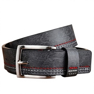 BS INTERNATIONAL Ceinture Homme en Cuir de Vachette Noir Massif de Qualité Supérieure, Légère, avec Boucle Crâne en Acier Imprimée par Transfert Thermique - Product Image 2