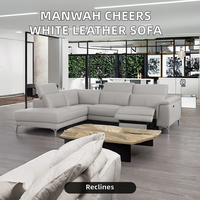 Meubles de salon pour maison moderne Cuir synthétique blanc Pieds en métal Forme en L Ensemble de canapés sectionnels inclinables