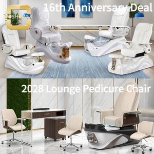 Equipo de Mobiliario para Salón con Silla de Pedicura Reclinable Gris, Reposapiés Ajustable para Silla de Pedicura Eléctrica, Unidad de Baño de Pies - Product Image 2