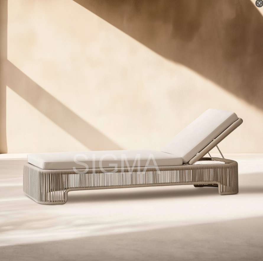 2024 Leisure outdoor daybed patio garden sets pool lounger wooden furniture teak rope durable chaise