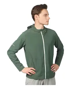 Toptan erkek Hoody koşu egzersiz rahat hafif spor yansıtıcı koşu ceket