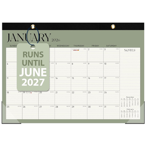 Calendario Espiral de Escritorio 2026, Calendario Mensual Grande de Escritorio/Pared, Enero 2026 - Junio Planificador de Escritorio 2027 de 17'' x 12'' para Maestros, Familia y Oficina - Product Image 1