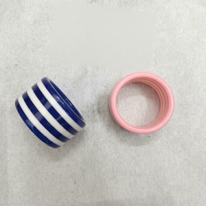 Modern Resin Epoxy Handmade Eco-Friendly Luxury Napkin Rings Blue White Stripe Pink 4.5cm Durable Design <b>Party</b> <b>Table</b> Decoration - Product Image 1