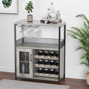 Wine Bar Rack <strong>Cabinet</strong> With Detachable Wine Rack, Coffee Bar <strong>Cabinet</strong> With Glass Holder, <strong>Small</strong> <strong>Sideboard</strong> With Mesh Door - Product Image 3