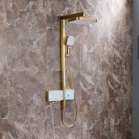 Ensemble de douche mural ultra-fin pour salle de bain à domicile avec pommeau de douche à touches piano, affichage numérique et capteur, finition Or Rose Brossé