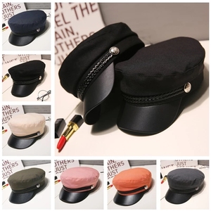 Chapeaux de <span class=keywords><strong>marin</strong></span> tendance pour femmes et hommes, printemps automne, chapeau noir pour femmes, bérets, casquettes plates, casquette de capitaine, chapeau octogonal de voyage, chapeau de cadet - Product Image 2