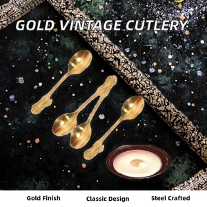 Service de Couverts Baroque Royal 24 Pièces de Luxe Écologique en Acier Inoxydable Style Américain Vintage Mariage Plaqué Or Poli Miroir 5MM - Product Image 2