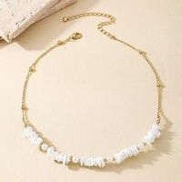 Collier en perles de coquillage irrégulières de style européen et américain pour femme, chaîne de clavicule bohème pour les vacances à la plage