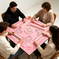 Tapis de Mahjong Rose Tigre Style Preppy Pliable Antidérapant Réduction du Bruit Jeux de Société pour Hommes Poker Dominos Divertissement Caoutchouc Naturel
