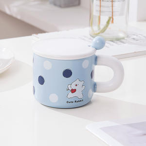 Cute Cartoon Ceramic <b>Cup</b> Animal Mug with <b>Cover</b> Spoon Drink <b>Cup</b> - Product Image 4