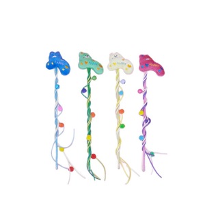 <b>Plush</b> cartoon <b>cat</b> teaser wand with tassels, a bell, and interactive features; perfect for training <b>cats</b>. - Product Image 5
