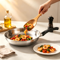 Poêle à frire en acier inoxydable à fond capsule compatible avec les plaques à induction, gaz, électrique, vitrocéramique et halogène - Fournisseur d'ustensiles de cuisine
