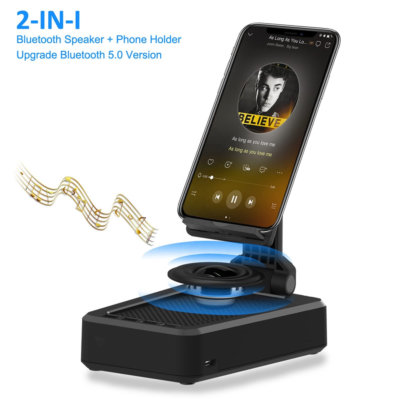 Cell Phone Stand with Wireless Bluetooth Speaker and Anti-Slip Base HD Surround Sound Perfect for Home and Outdoors · image 2