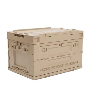 LARIBON Large Movable Car kitchen Storage Camp Mobile Box Bins Trailer Camping Folding Front Open Box With Wooden Cover for Car