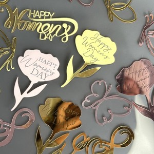 Acrylic <b>Cake</b> Decorations Women's Day Floral Carnation Cupcake Toppers Happy Women's Day Design For <b>Cake</b> <b>Decorating</b> <b>Supplies</b> - Product Image 4