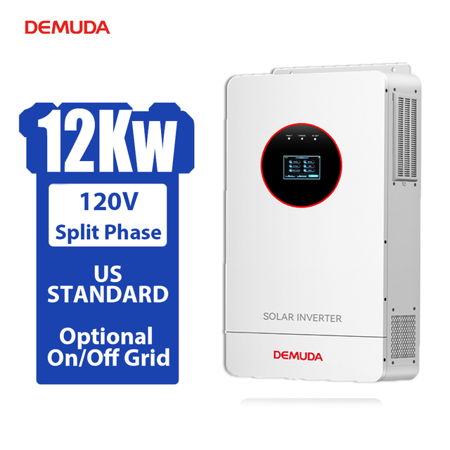 DEMUDA High Stability Pure Sine Wave Hybrid Solar Inverter 12Kw Low Frequency Split Phase Inverter for Home Solar System